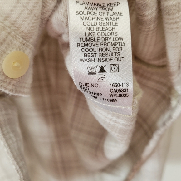 Woolrich Women's Large Cotton Flannel Plaid Shirt Cream and Tan - Picture 8 of 10